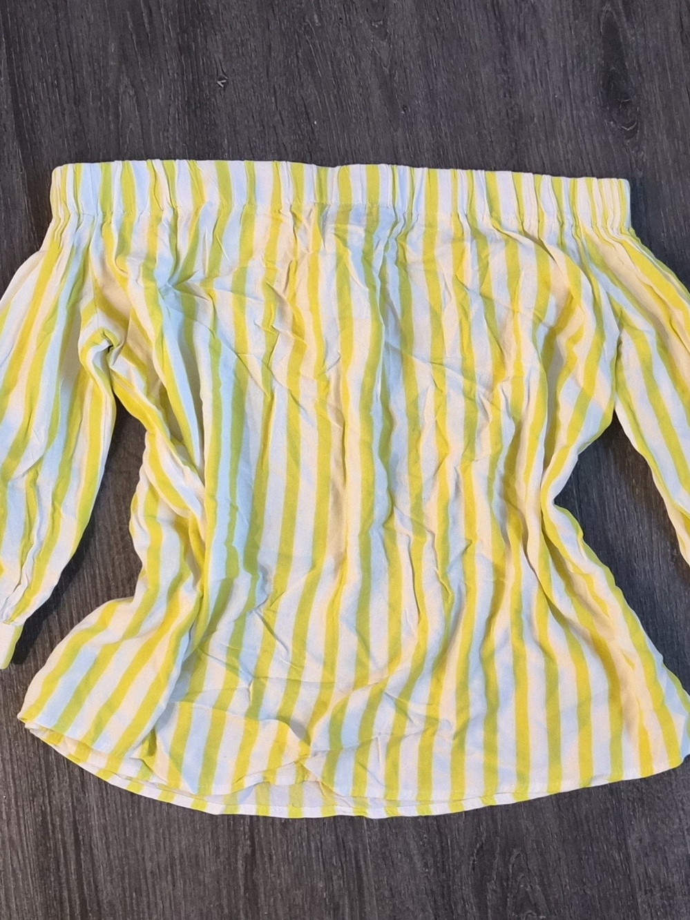 Off-Shoulder Striped Women’s Top in Yellow and White